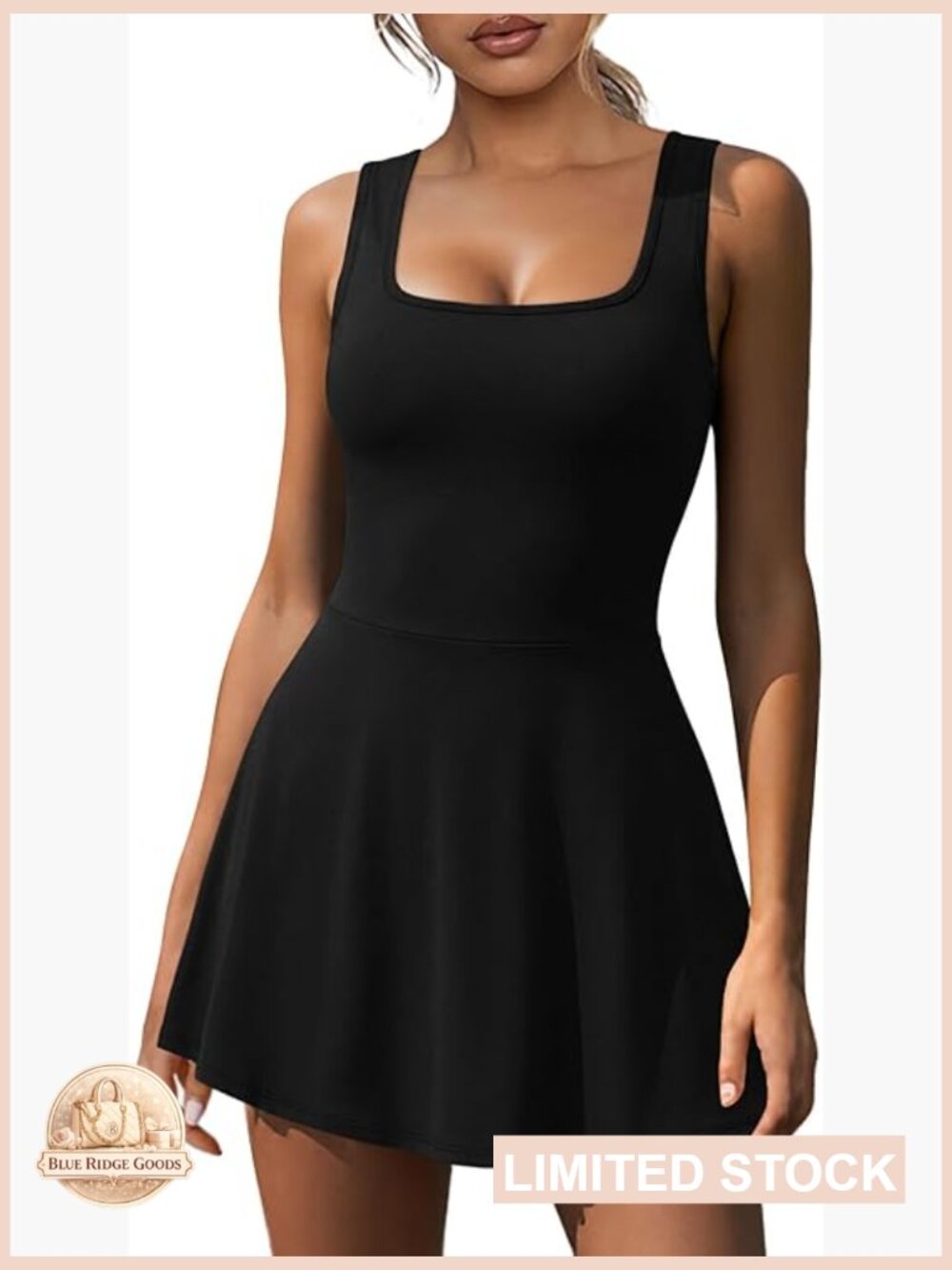 Athletic Dress Mini U Neck Sleeveless Built-in Shorts Pockets Tennis Golf